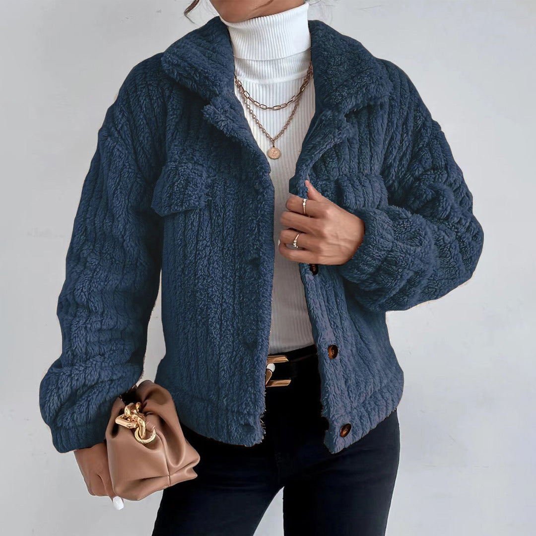 R&B | Damen Button-Down Sherpa Jacke