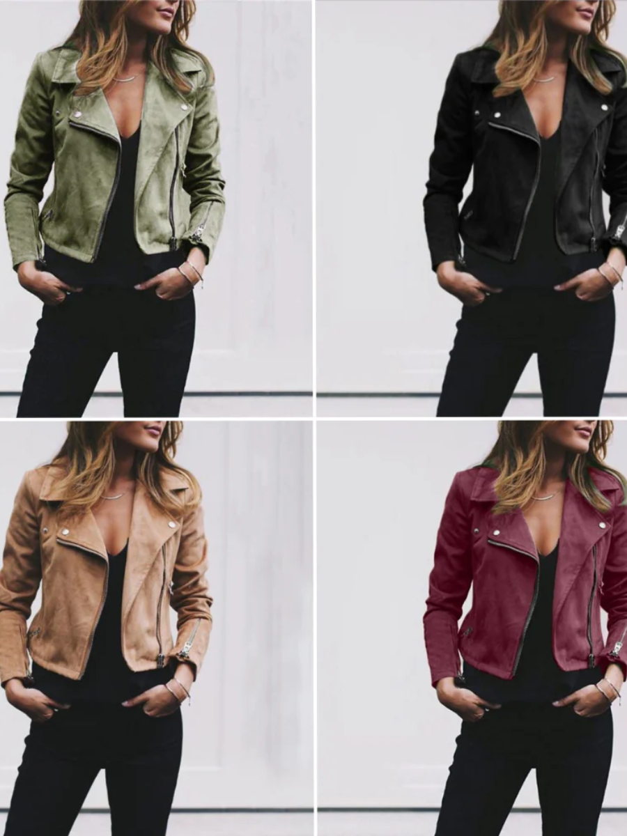 R&B | Damen Schwarz Bikerjacke Ubergangs