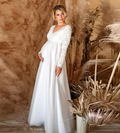 R&B | Damen Weißes Maxikleid Umstandskleid