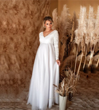 R&B | Damen Weißes Maxikleid Umstandskleid