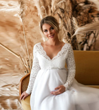 R&B | Damen Weißes Maxikleid Umstandskleid