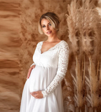 R&B | Damen Weißes Maxikleid Umstandskleid