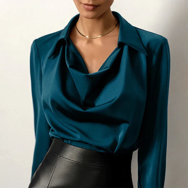 R&B | Lange Ärmel Satin Bluse