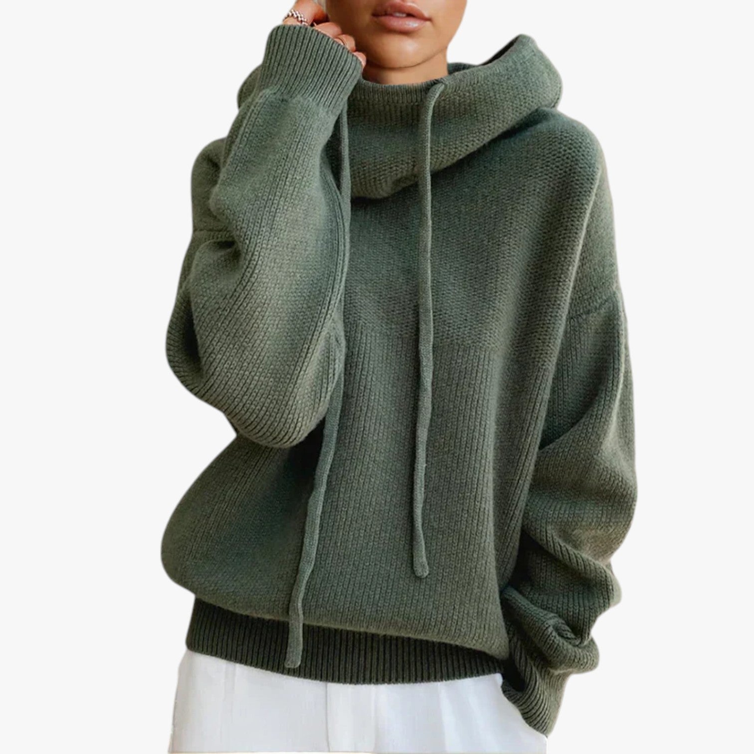 R&B | Oversized Strickpullover mit Hohem Kragen Acryl Warm und Komfortabel
