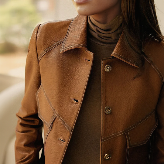 R&B | Vintage Stil Damen Vegane Lederjacke