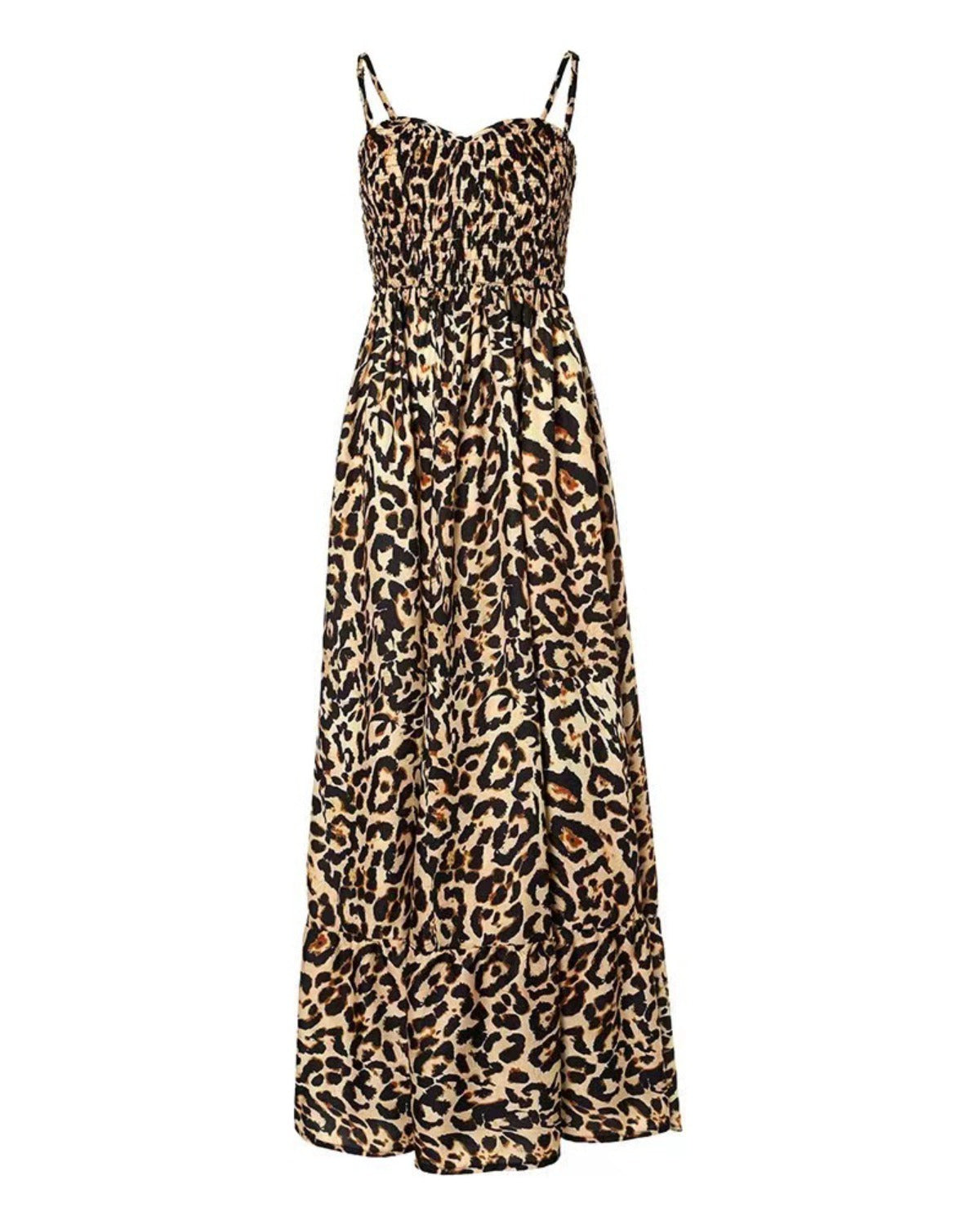 R&B | Kleid mit Leopardenmuster und Hosenträgern mit V-Ausschnitt