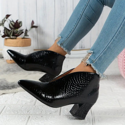 R&B | Glänzende Croco Print Stiefeletten