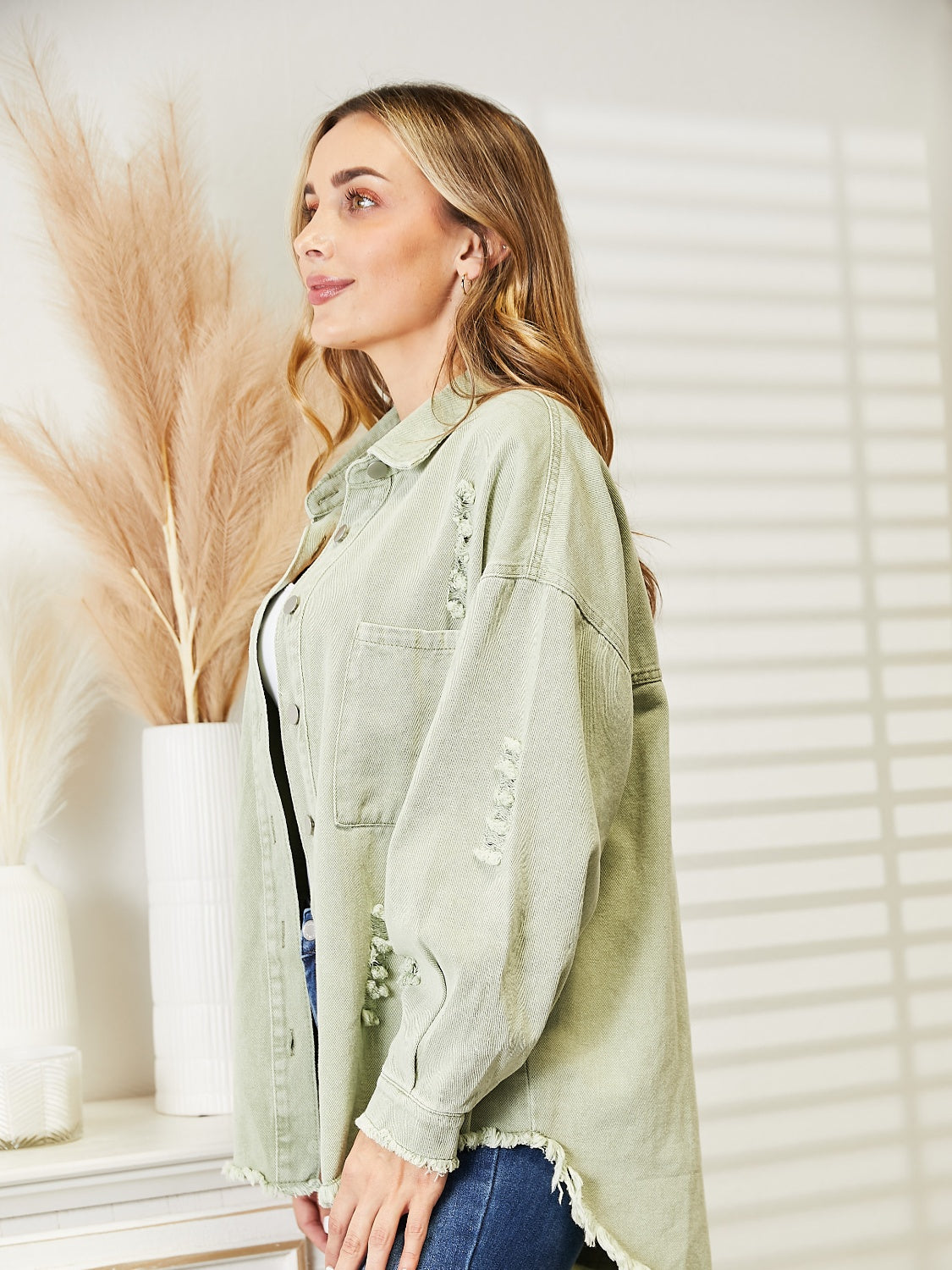 R&B | Zerrissene Rohsaum-Denimjacke