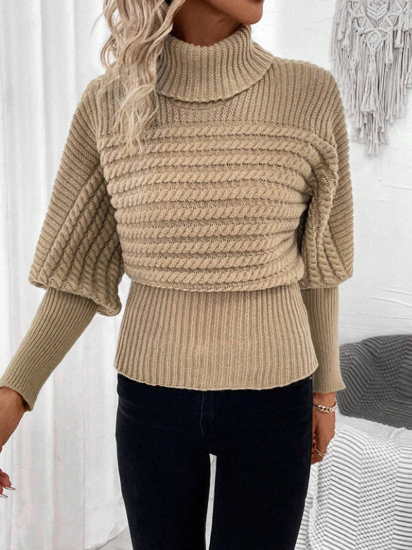 R&B | Pullover mit Hohem Kragen Geschichtete Ärmeln Modern und Warm
