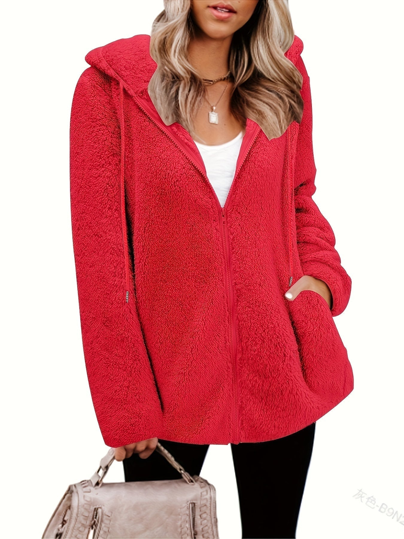 R&B | Leichtgewicht Teddyjacke mit Kapuze Polyester Warm und Bequem