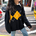 R&B | Oversized Argyle Sweater Weich und Warm Lässig Chic