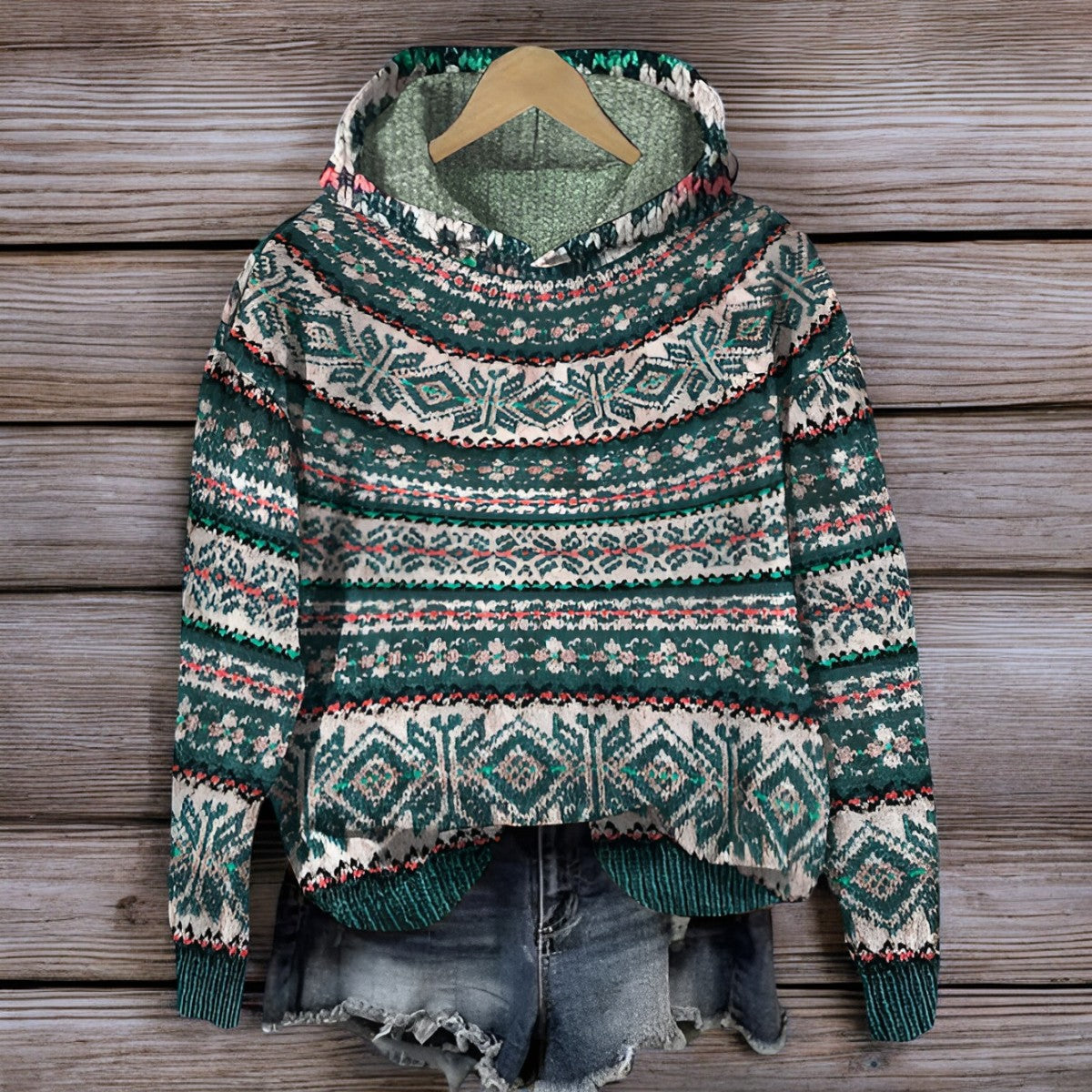 R&B | Isländischer Gestrickter Kapuzenpullover für Den Winter