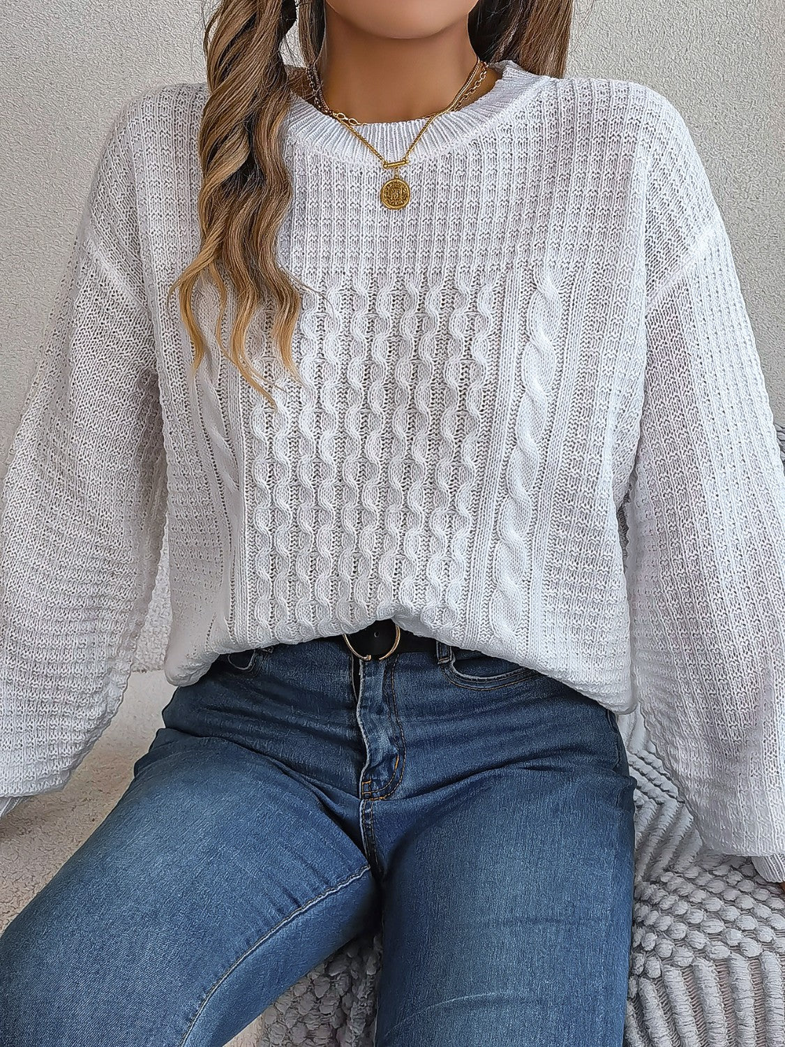 R&B | Sweater - Strukturstrick Rundhals Pullover