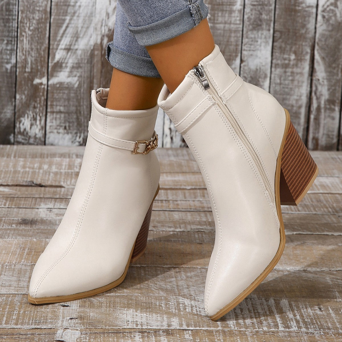 Elegante Stiefel mit seitlichem Reißverschluss und Blockabsatz R&B