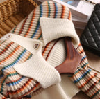 R&B | Gestreifte Strickjacke mit Kragen