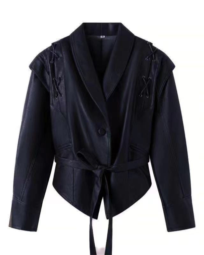 R&B | Lederjacke mit langen Ärmeln