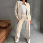 R&B | Zweiteiliges Set mit Reißverschlussjacke und Weitem Bein In Sportstyle