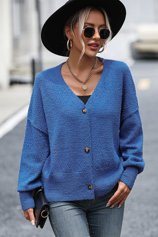 R&B | Knopfleiste Cardigan mit fallen Schultern