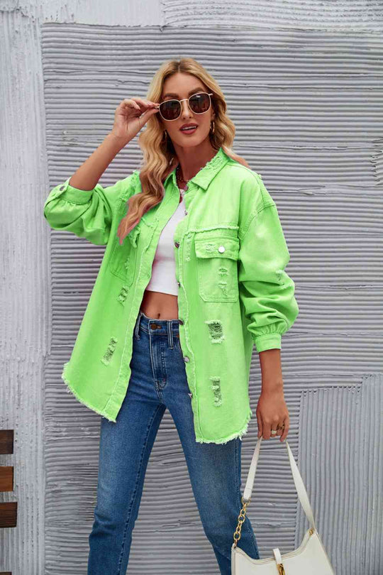 R&B | Zerrissene Rohsaum-Denimjacke