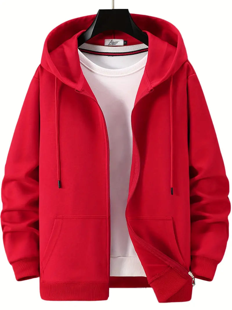 R&B - Lässiger Herbst Full Zip Hoodie mit Kordelzug für Männer