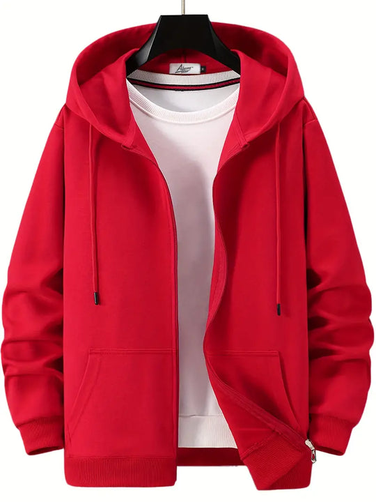 R&B - Lässiger Herbst Full Zip Hoodie mit Kordelzug für Männer
