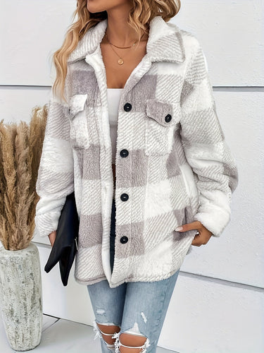 R&B | Warme Fleecejacke mit Karomuster für Frauen