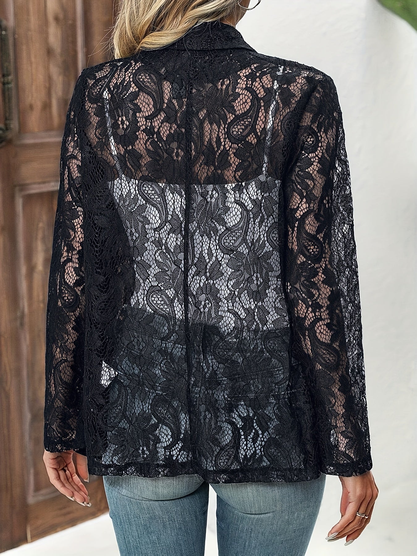 R&B | Offener Vorderer Floralspitzen Revers Blazer