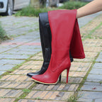 R&B | Damen Über Kniefallstiefel Spitz Schuh Hoher Stiletto