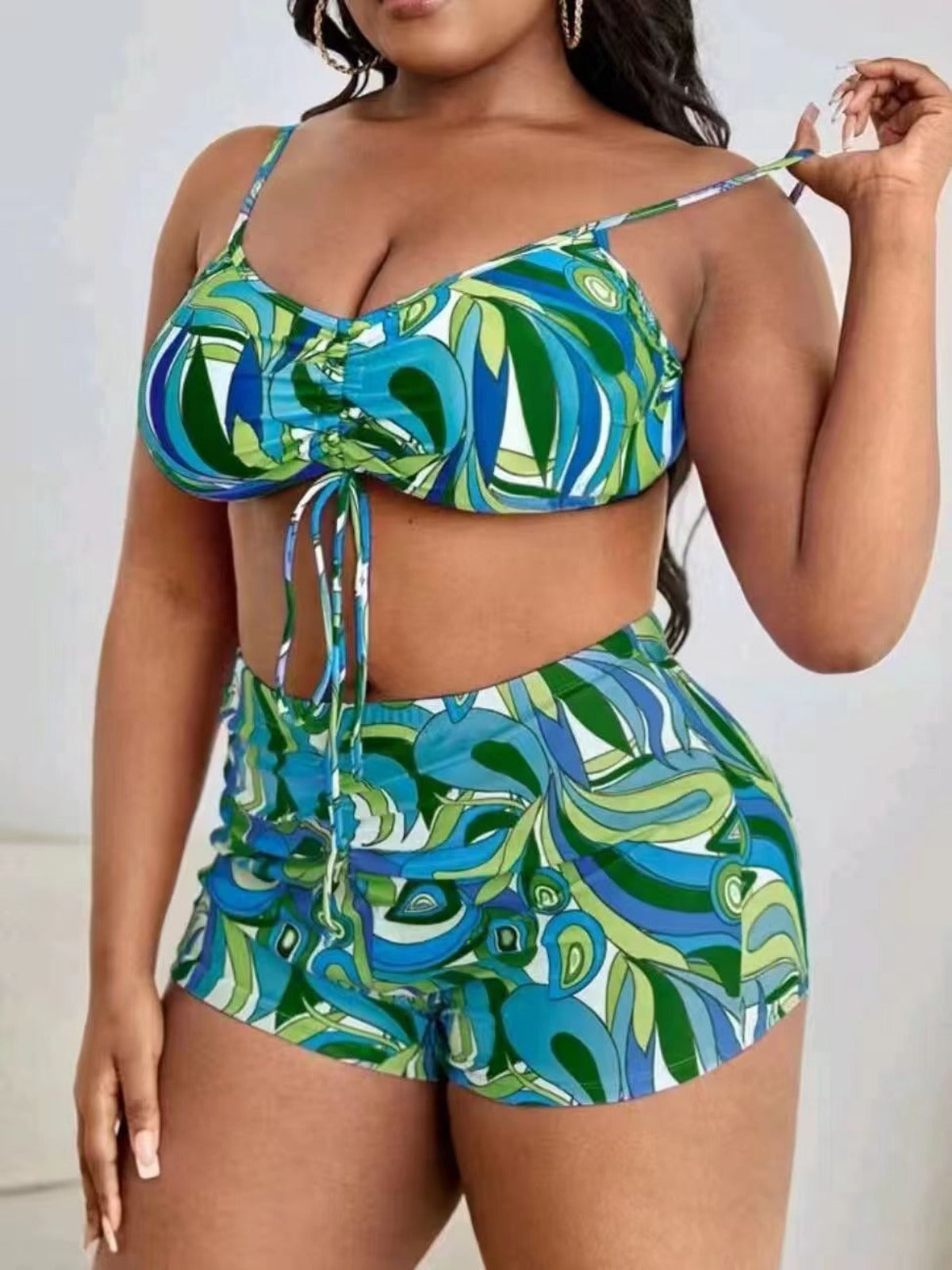 R&B | Große lange Bluse hohe Taille Boxershorts Badeanzug