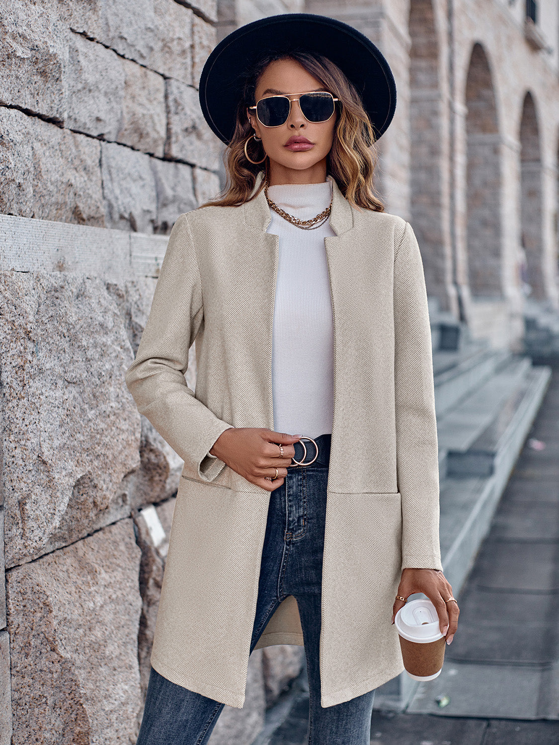 R&B | Offene Vorderseite Langarm Blazer