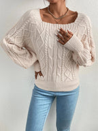 R&B | Strickbluse mit Quadratischem Ausschnitt Weich und Elegant Kabelstrick