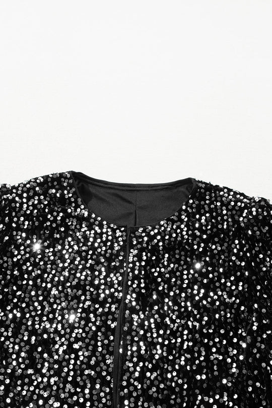 Paillettenbesetzte Jacke Mit Offener Vorderseite