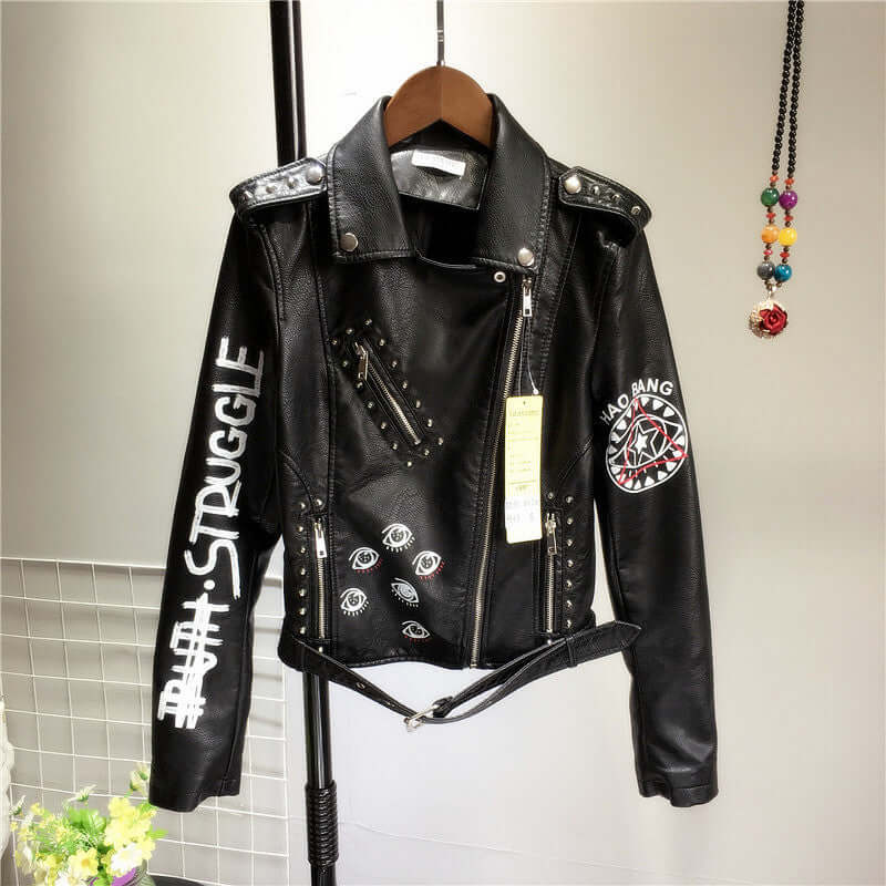 R&B | Damen PU-Jacke mit Nieten-Detail