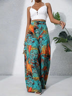 R&B | Bedruckte Freizeithose mit hoher Taille und weitem Bein