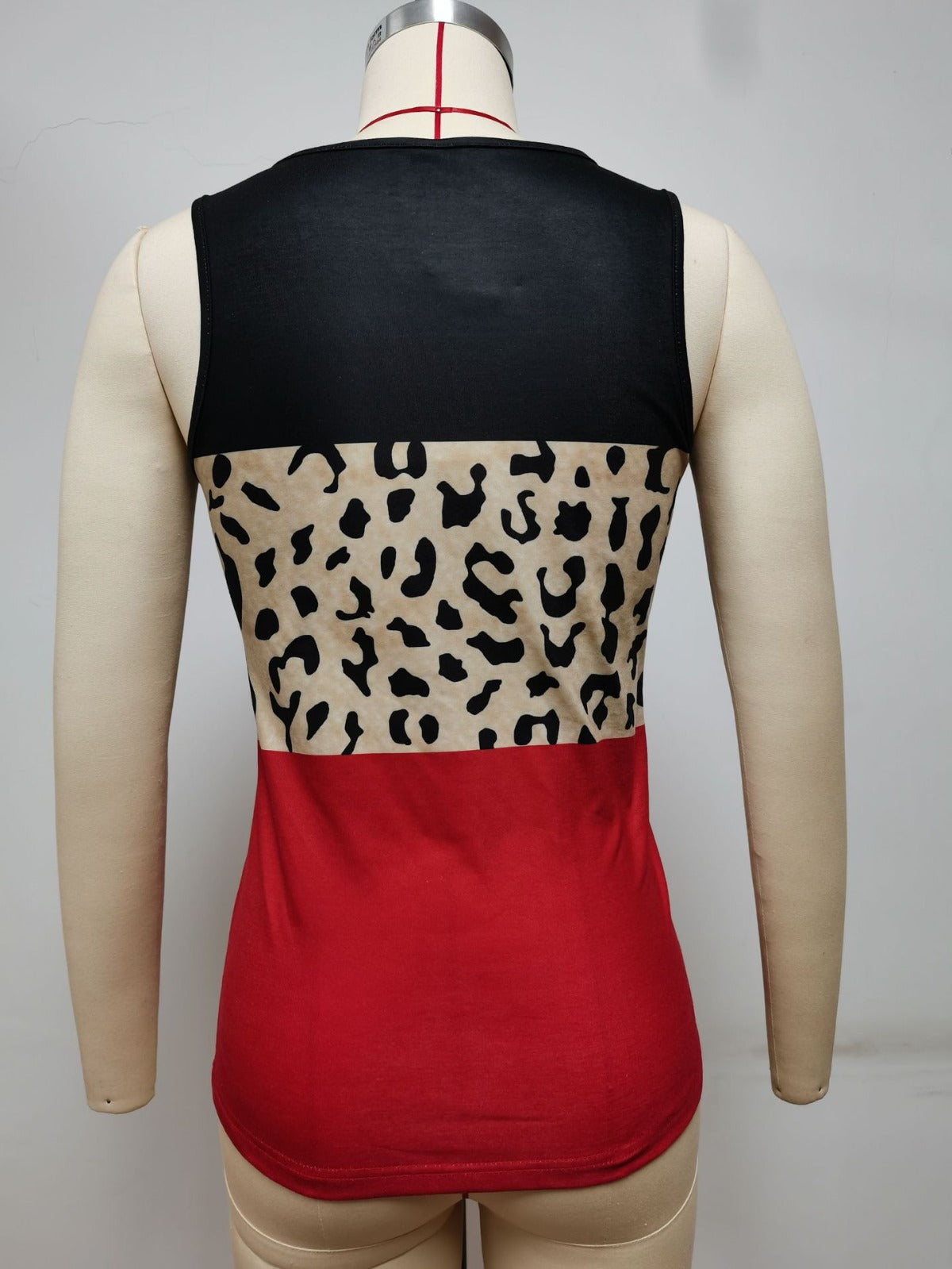 R&B | Damen Leopard Patchwork V-Ausschnitt Top