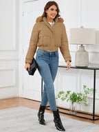 R&B | wattierte Winterjacke mit Fellkapuze und Taschen