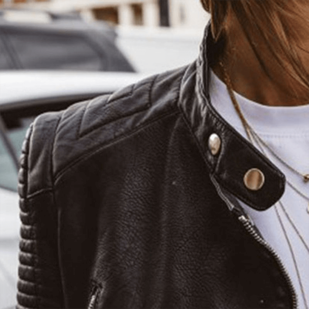 R&B | Damen Slim Fit Stehkragen PU Jacke