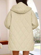 R&B | Puffer schwarze und beige Winterjacke für Damen - warm und oversized