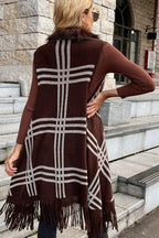 R&B | Ärmellose Fransen Detail Strickjacke