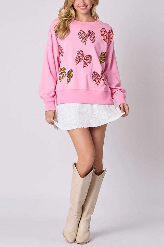 R&B | Weihnachtsbogen Pailletten Lockere Freizeit Langarm Sweatshirt