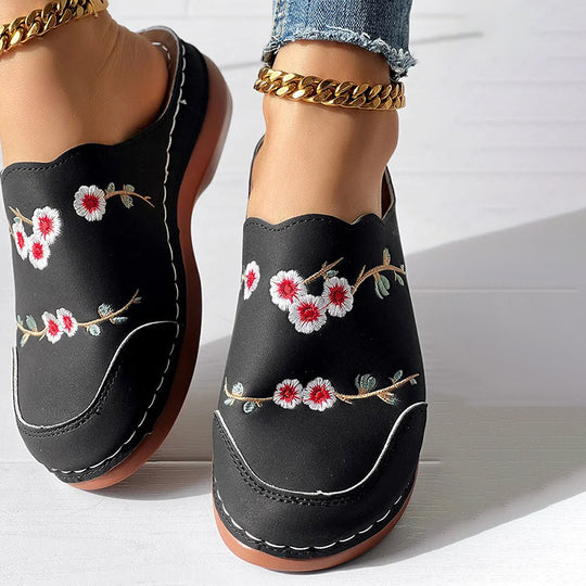 Bestickte Vintage-Blumen Hausschuhe R&B