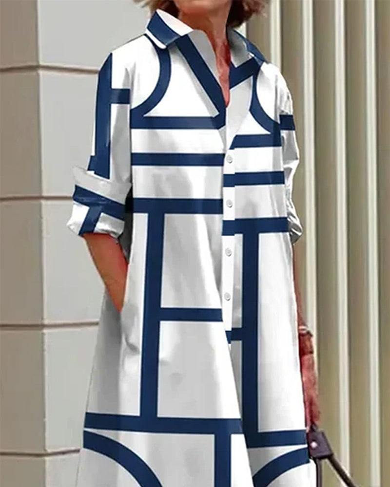 R&B | Kleid mit Taschen und Geometrischem Druck
