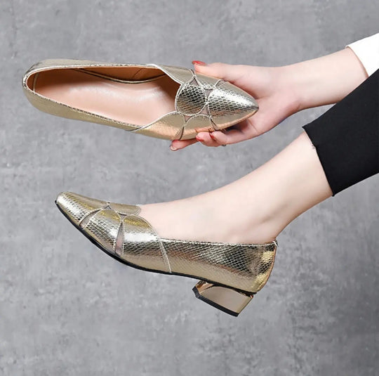 Glänzende Chunky Heels mit spitzer Zehe R&B R&B