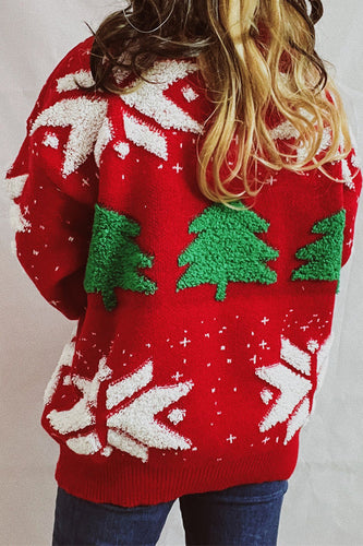 R&B | Weihnachtsmuster Gestrickter Rundhalsausschnitt Langarmpullover