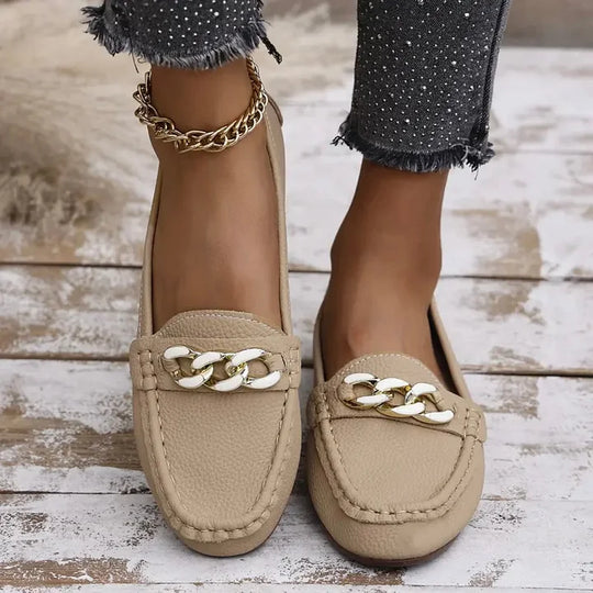 Slipper aus Leder mit klobigen Kettendetails R&B R&B
