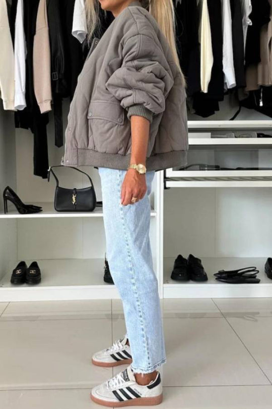 R&B | Kragen Snap Down Langarmjacke