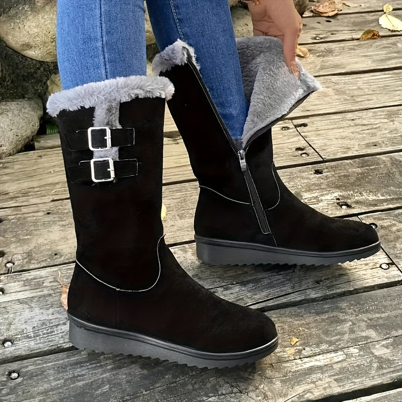 R&B | Verstärkte Samt Mittelrohr Schnee Stiefel