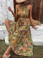 R&B | Damen Retro Maxi Halterneck & Vintage-inspiriert