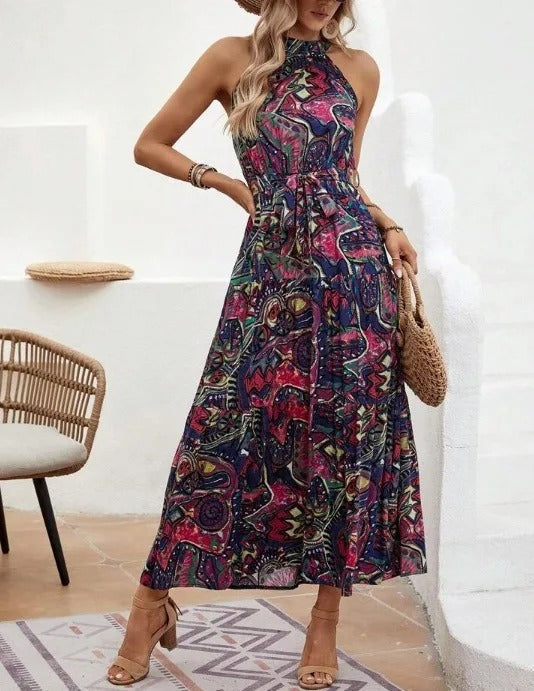 R&B | Damen Retro Maxi Halterneck & Vintage-inspiriert