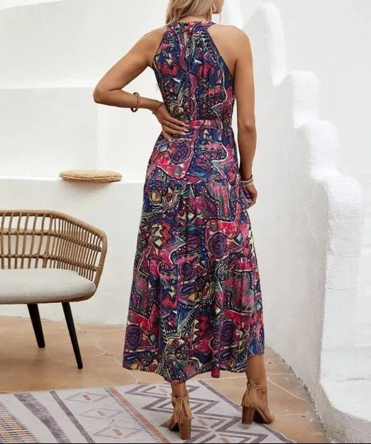 R&B | Damen Retro Maxi Halterneck & Vintage-inspiriert